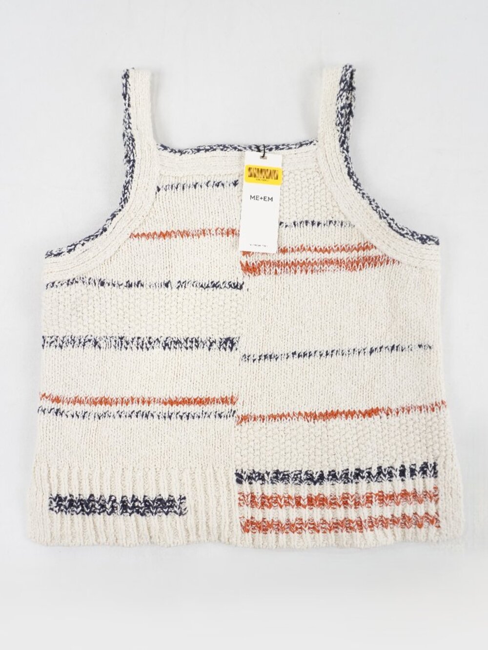 ME+EM Cotton Boucle Stripe Knit Top In Cream Multi - Women's Size S (NWT)